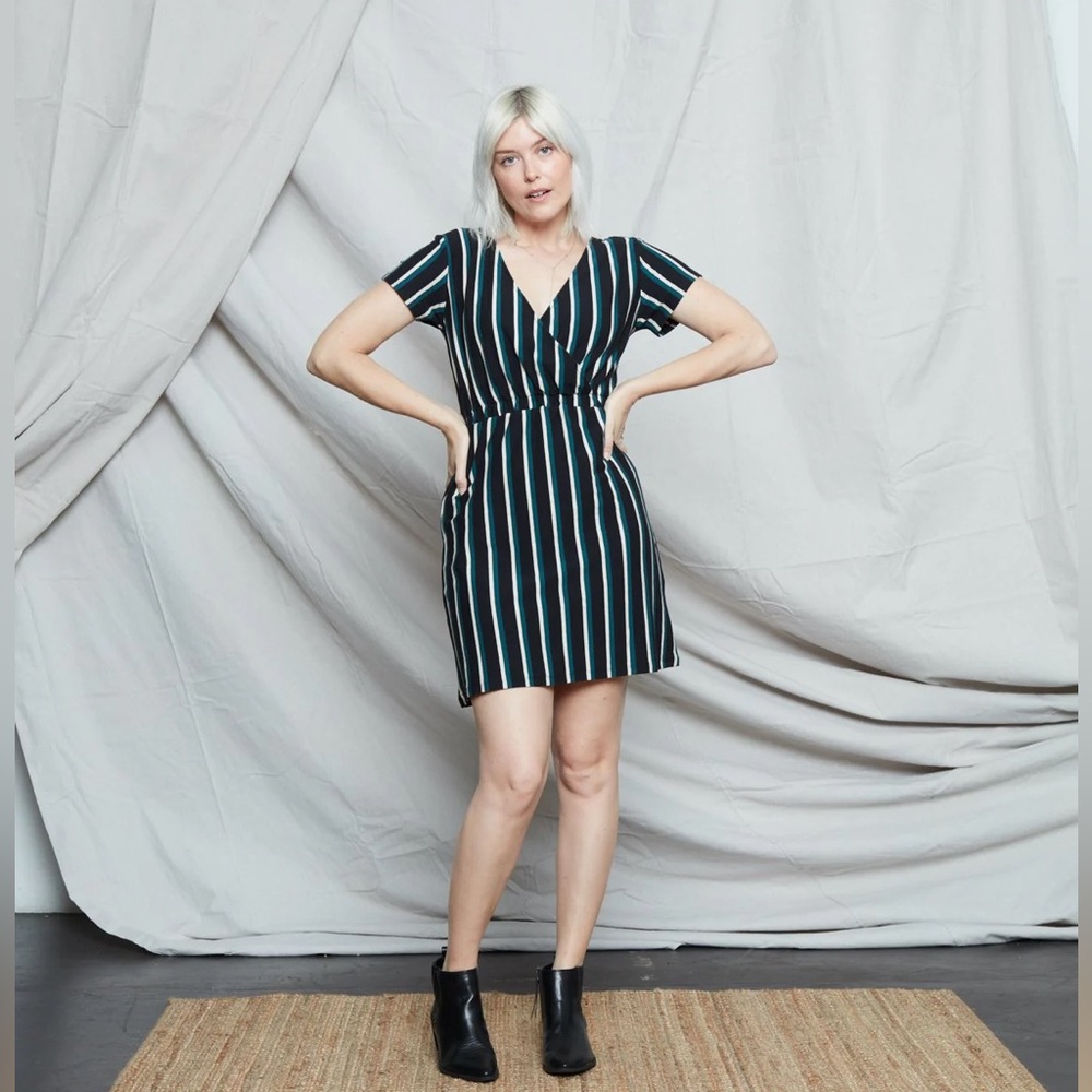 Known Supply Juniper dress in black stripes, like new!